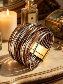 Bohemian Style PU Leather Multi-Layer Women's Bracelet For Outfit Matching - Gray and Brown Mixed Colors - View 3