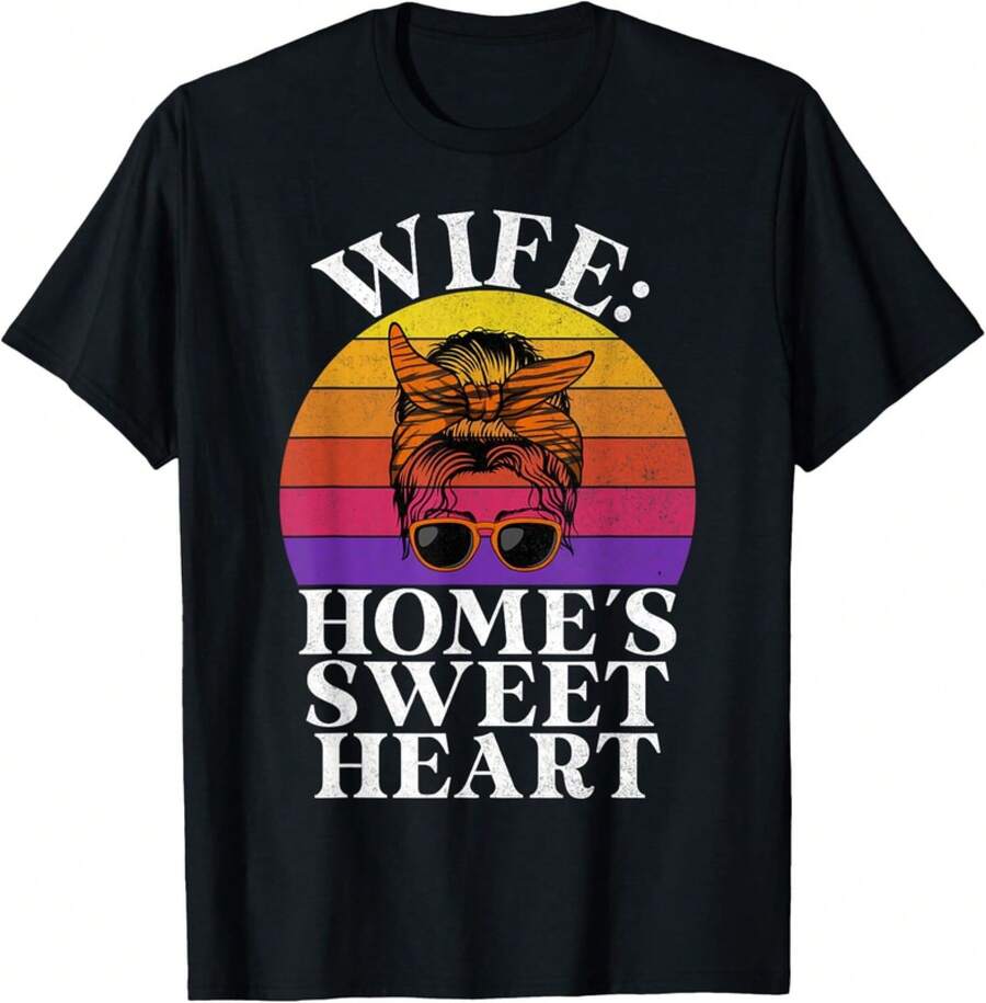 Wife Homes Sweet Heart Wife Gift Unisex T-Shirt - Black - View 1