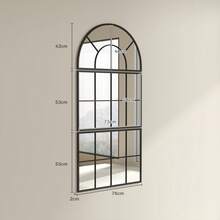Three-Part Wall Mirror, Arched Mirror With Metal Frame, Decorative Window Mirror, Hanging Mirror For Bathroom Or Living Room, Black - 1PC - 查看 8