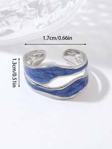 Anillo abierto de dos tonos - Azul - Ver 5