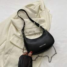 Bolso de mano moderno y versátil para mujer, estilo casual elegante con un toque de alta gama, bolso de hombro estiloso ideal para ir de compras, bolso pequeño de cadena de color sólido, sencillo y elegante para mujer, nueva versión coreana de otoño e invierno 2023, bolso bandolera de un solo hombro, bolso tipo dumpling de moda. - Caqui - Ver 8