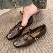 2026 Spring/Autumn New Square Toe Mary Jane Shoes, French Style Comfortable Soft Bottom Casual Shoes For Women - Brown - View 10
