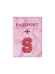 1pc Passport Cover With Rose Red Towel Embroidery And A-Z Letter Print, Unisex RFID Vintage Business Passport Holder, Multifunctional Travel Organizer Pouch, Travel Accessories, Travel Wallet, Passport Case, Beach Holiday Bag, Summer - Pink - View 19