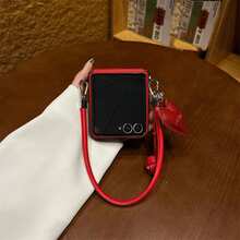 紅色磁吸手機殼附愛心吊飾便攜掛繩，適用 Galaxy ZFlip7 Flip8 Z Flip6 ZFlip 5 Zflip6 Zflip5，防震背蓋，亦相容 手機殼 - 紅色 - 查看 4