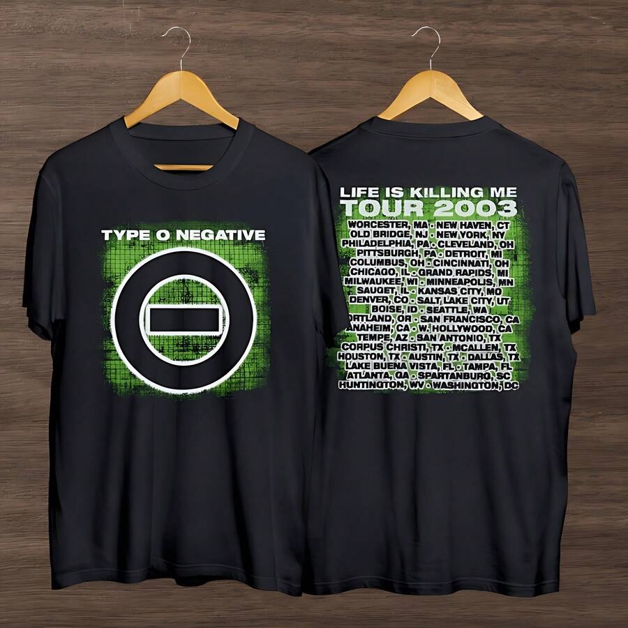 Type O Negative Life Is Killing Me Tour Shirt, Vintage 90s Type O Negative Tee - Black - View 1