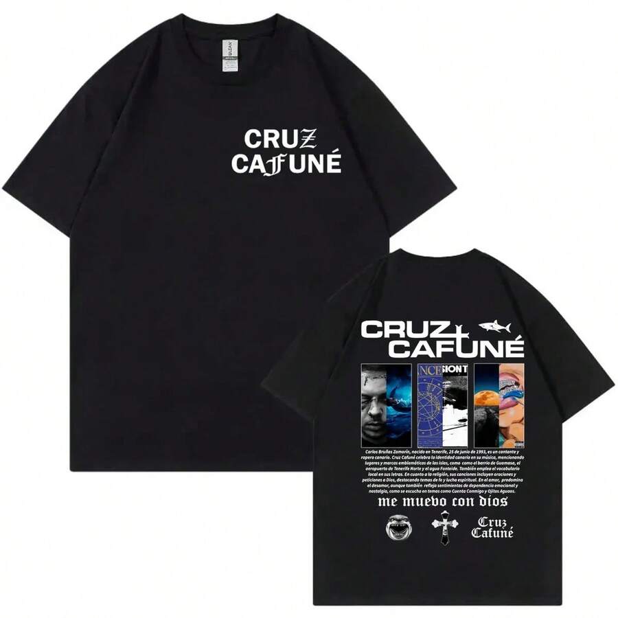 Nouvelle collection été 2026 : T-shirt merch de l'album Rapper Cruz Cafune, vêtements Harajuku Hip Hop, t-shirts à manches courtes pour hommes et femmes, mode décontractée, t-shirts en coton, tops pour femmes, magliette particolari, streetwear donna, y2k - Noir - Voir 1