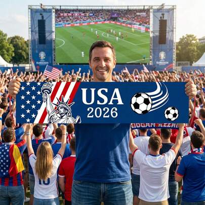 Bộ 7 biểu ngữ chủ đề World Cup 2026, gồm cờ quốc gia của Brazil, Pháp, Anh, Canada, Tây Ban Nha, Đức, Mỹ, dùng trang trí tiệc bóng đá. Cờ treo 2D của các đội bóng đá, thích hợp cho các sự kiện thể thao, tiệc cổ động viên, trang trí tường nhà và quán bar.