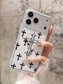 Gothic Style Dark Vintage Religious Symbol Cross Lens Protection Black Phone Case Compatible With Iphone&Galaxy - Multicolor - View 6