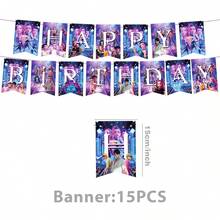 Đồ dùng tiệc sinh nhật chủ đề nhóm nữ phù thủy KPOP màu xanh mới, đĩa giấy & khăn ăn - Nhiều màu - Xem 3