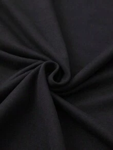 Camiseta de manga corta para mujer con estampado "BECAUSE IS WRONG" y cuello redondo - Ropa de mujer, ajuste cómodo, diseño clásico, ropa casual para estar en casa, tela suave al tacto. - Negro - Ver 4
