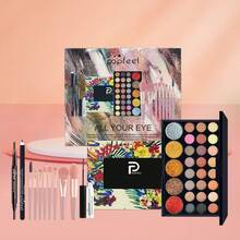 POPFEEL Full Eye Makeup Set | Eyeshadow Palette + Brushes + Mascara + Eyebrow Pencil Professional Eye Cosmetics Set Suitable For Women And Girls Perfect For Spring/Summer Y2K Fashion Party Birthday Mother's Day Gift Carnival Preparation - SET002C - View 3