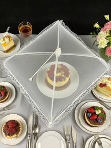 1件可折疊網狀食物蓋，遮陽傘造型食物防蠅帳網，可重複使用戶外野餐網，防蠅盤蓋，餐桌食物保護罩，廚房配件，戶外餐具，派對裝飾，園藝配件，廚房，鍋具保護罩，露營，花園 - 彩色 - 查看 3