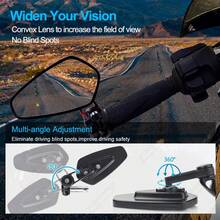 1 par de espejos retrovisores de extremo de manillar de motocicleta, espejos reflectantes convexos de manillar de motocicleta de montaña, accesorios de motocicleta para vehículo eléctrico - A - Ver 8