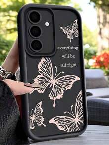 Shockproof Phone Case With Inspirational Butterfly Graphic, Compatible With IPhone, Honor - 黑色 - 查看 4