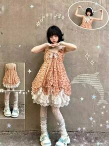 Retro Cute Lolita Dress Women Japanese Sweet Lace Bow Ruffle Cake Dresses Harajuku Y2k Slim Bandage Summer 2026 Kawaii Elegant Party Wear - 4433 黑色 - 查看 2