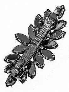 1pc Black/Silver Tone Cubic Zirconia Leaf Hair Clip, Sparkling Rhinestone Barrettes For Party & Evening - Multicolor - View 6