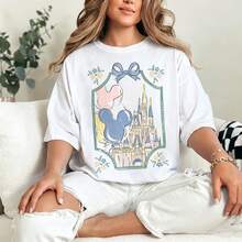 Disney "Girls Just Wanna Have Fun" Minnie & Daisy Oversized T-Shirt Unisex, 100% Cotton Vintage Short Sleeve Casual Top, Disney Girls Trip Graphic Print Tee - trắng - Xem 1