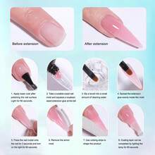 Set de 4 piezas de extensión de uñas de gel de polímero, kit de gel de modelado rápido, diseño de uñas UV LED sin olor, fortalecimiento de uñas brillante y duradero, incluye herramientas sencillas para uñas en casa - Multicolor - Ver 8