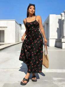 Solflare Vestido largo de punto casual con estampado para tallas grandes - Multicolor 8 - Ver 6