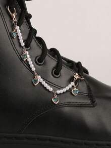 Suricat Rantai Sepatu Berlian Imitasi Mutiara Bentuk Hati, Hiasan Sepatu Dekoratif untuk Sepatu Kets Kanvas dan Sepatu Bot, Aksesori Fashion Unisex, Hadiah - MultiWarna - View 4
