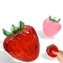 Giant Handmade Jelly Strawberry Soft & Crunchy Bead Filled Sticky Silicone Squeeze Toy, Realistic Food Dessert Stress Relief Toy For Adults, Party Gift, Soft Squishy Toy And Game, Soft Squeeze Game, Couple Game, Sliding Fake Adult Game, Skoshi - Multicolor - View 12