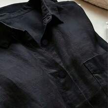 Fashion Women's Clothing Camisa blanca casual de mujer con botones delanteros y bajo curvo para primavera - Azul - Ver 9