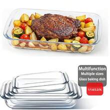1 khay nướng hình chữ nhật bằng thủy tinh, dùng để làm món lasagna Ý, nấu ăn, bảo quản thức ăn thừa, hộp đựng thực phẩm nhà bếp - dùng được trong lò nướng, lò vi sóng, tủ lạnh và máy rửa chén. - Xem 6