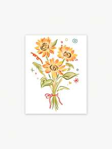 1pc Watercolor Style Sunflower Bouquet Vertical Tattoo Design Temporary Tattoo Sticker - A Realistic Tattoo Design In Watercolor Style, Suitable For Travel, Music Festivals, Games, Graduation Gifts, And It Can Last For 3-5 Days. - Multicolor - View 4