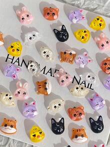 20pcs Random Assortment Packaging Cute Animal Nail Accessories Including Rabbits, Puppies, Ducklings, Etc. Suitable For Nail Decoration Accessories Crafts DIY Nail Accessories - Multicolor - View 3