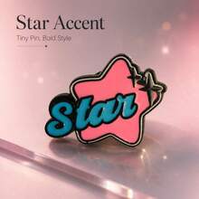 Star Brooch Pin, Y2K Pink & Blue Enamel Pin, Lapel Pin For Clothing Bags, Main Character Energy - Powder Blue - View 5