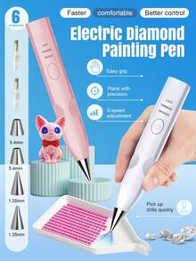ENSSU Electric Diamond Painting Pen, Cordless Diamond Art Vacuum Pen With 4 Interchangeable Tips, No Wax Needed Vacuum Pickup For Multiple Diamond Sizes, 3 Adjustable Suction Modes, Rechargeable DIY Diamond Art Accessory And Tool, Perfect Gift For Diamond Art Enthusiasts And Beginners, Fast Paste Drill Pen Tool, Nail Art Diamond Pen Picker, Essential Crafting Aid Tool For Craft Enthusiasts, Nail Technician Supplies - A - View 2