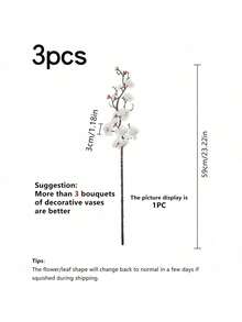 1pc/3pcs/5pcs/10pcs 23.22 Inch Bendable Artificial Silk Sakura Flower Branches With Leaves, Suitable For DIY Flower Wall, Scene Decoration, Vase Arrangement In Living Room/Bedroom, Wedding, Party, Tabletop Decor. Deciduous In Autumn/Winter - White - View 15