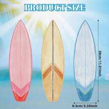 3 pezzi Decorazione da parete in legno a forma di tavola da surf, tema spiaggia tropicale e surf, cartello da appendere in stile costiero estivo, adatto per interni ed esterni, decorazione per soggiorno e camera da letto - Multicolore - Visualizzare 6