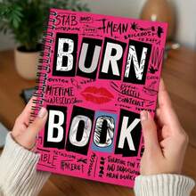 1本時尚個性化塗鴉螺旋筆記本，封面顯眼印有「BURN BOOK」文字與紅唇圖案，質感極佳。適用於工作記錄、學習筆記、日記書寫及其他場景，是畢業、生日等場合的理想禮物。適用於日常規劃與備忘。 - A - 查看 4