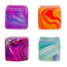 1PC Random Color Fluid Aurora Gradient Cube Squishy Toy, Slow Rising Creamy Soft Malleable Square Block, Iridescent Swirl Visual Sensory Stress Relief Fidget, Quiet Portable Pocket Handheld Toy Suitable For Office Desk & Student Classroom, - 彩色 - 查看 6