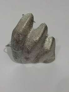 1pc Unique Asymmetrical Pleated Design Low-Key Cool-Toned Ring, Featuring Exquisite Craftsmanship And Elegant Style - Silver - View 2