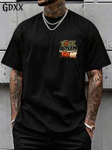 Plus Size Vintage Washed T-Shirt, F#Ck Around And Find Out Casual Vacation Graphic T-Shirt, Loose Fit, 230g Pure Cotton Men's T-Shirt, A Surprise Gift, Streetwear - Black - View 2