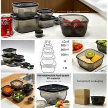 6 Packs Leak-Proof Stackable Food Containers, PP Microwave Dishwasher Freezer Lunch Boxes, Reusable Meal Prep Storage Boxes For School Office Picnic Travel Home Kitchen Accessories, Black & White - Multicolor - View 3