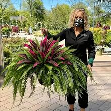 2pcs/Set 18-Head Persian Leaf + 17-Leaf Dragon Blood Tree Combination, Outdoor Artificial Greenery, Suitable For Outdoor, Home Office, Garden, Porch, Barn Decoration, Wedding, Anniversary, Holiday (Spring/Summer, Vacation, Wedding Season) - Multicolor - View 2