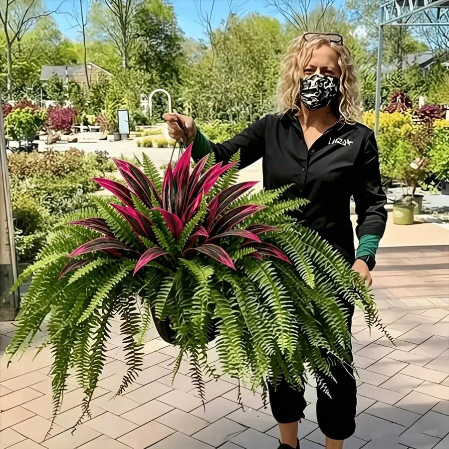 2pcs/Set 18-Head Persian Leaf + 17-Leaf Dragon Blood Tree Combination, Outdoor Artificial Greenery, Suitable For Outdoor, Home Office, Garden, Porch, Barn Decoration, Wedding, Anniversary, Holiday (Spring/Summer, Vacation, Wedding Season)
