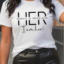 Women's T-Shirt With Letter Print And Round Neck - Summery, Casual Short-Sleeved T-Shirt With Round Neck - Fashionable Women's Everyday Wear - White Women's T-Shirt - 白色 - 查看 1