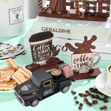 1pc Vintage Mini Metal Pickup Truck Decor For Coffee Bar, Includes Book Accessory, Suitable For Coffee Station, Farmhouse Style Tiered Tray Tabletop Decor, Home Kitchen, Office, Cafe - Coffee Version - View 7