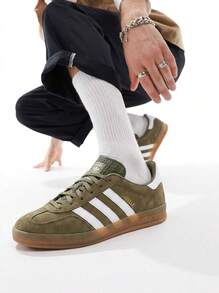 Adidas Gazelle Indoor Men's Sneakers Olive Strata / Cloud White / Gold Metallic JQ0174 - 橄欖綠/雲白/金金屬 - 查看 1