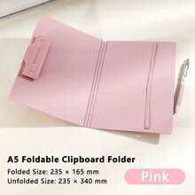 Morandi Color A5 Foldable Clipboard Folder Waterproof PP Writing Pad Board With Elastic Strap Portable Document Paper Holder For Office School - Multicolor - View 16
