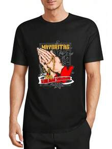 Playera Con Suelta De Algodón En Rock Diseño Azteca - Negro - Ver 4