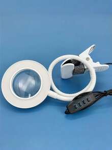 10X Lámpara de aumento con abrazadera, 48 LED Lámpara de escritorio con clip con 3 modos de iluminación y 10 niveles de atenuación, alimentada por USB de 5V, brazo flexible de 360°, adecuada para trabajos de cerca, reparación, lectura, manualidades y uso en oficina - Lámpara de mesa con lupa USB 10x - Ver 9