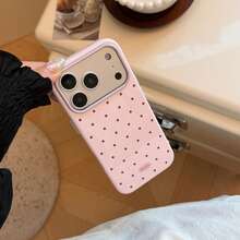 Kavenfort Fashionable INS Style Polka Dot Phone Case, Kompatibel Dengan 17, 16 Pro, Anti-Drop 15, Macaron Color Block 14, Soft Case 13, Girly, Geometric, Minimalist, Fresh & Simple, Color Block Style, Niche, INS Style, Esthetic - Berwarna merah muda - View 4