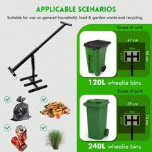 100kg Force Wheelie Bin Compactor Steel Alloy Manual Waste Press Tool Fit 120L-240L Outdoor Rubbish Bin Household Garden Waste Compressing Equipment - Black - View 4
