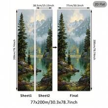 1/2 buah Stiker Pintu Pemandangan Gunung & Danau, Stiker Dinding Perekat Mandiri yang Dapat Dilepas - Stiker Pemandangan Pegunungan Tinggi - Stiker Pintu & Dinding Modis, Dekorasi Pintu Modern - Lukisan Pintu Retro - A - View 7