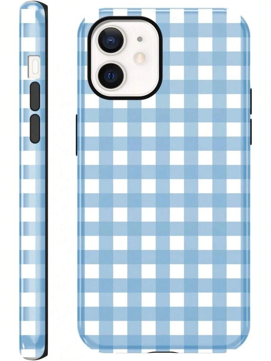 iPhone15 Handyhülle, ,, Sommer-Streifenmuster, geeignet für Frauen und Mädchen, Zwei-in-Eins-Schutzhülle, Silikonhülle, bedrucktes Design, kratzfeste Schutzhülle, weiß und grau. - Weiß 3 - Übersicht 1